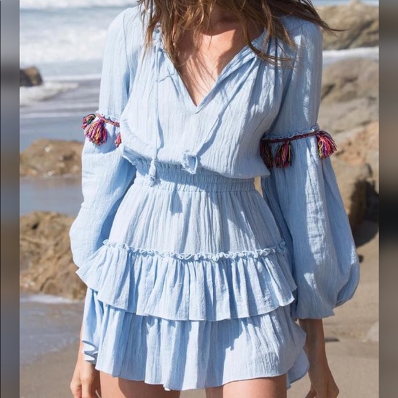 MISA Los Angeles Neila Balloon Sleeve Dress in Blue Size XS - Picture 2 of 11